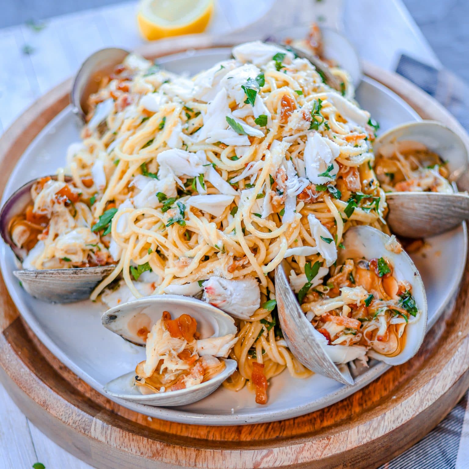 Clam and Crab Carbonara Jimmys Famous Seafood